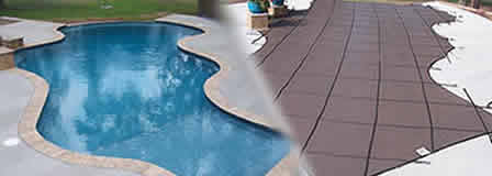 Safety mesh pool cover provides protection and kepts your pool clean for winter