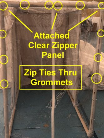Airlock frame mounted on plywood